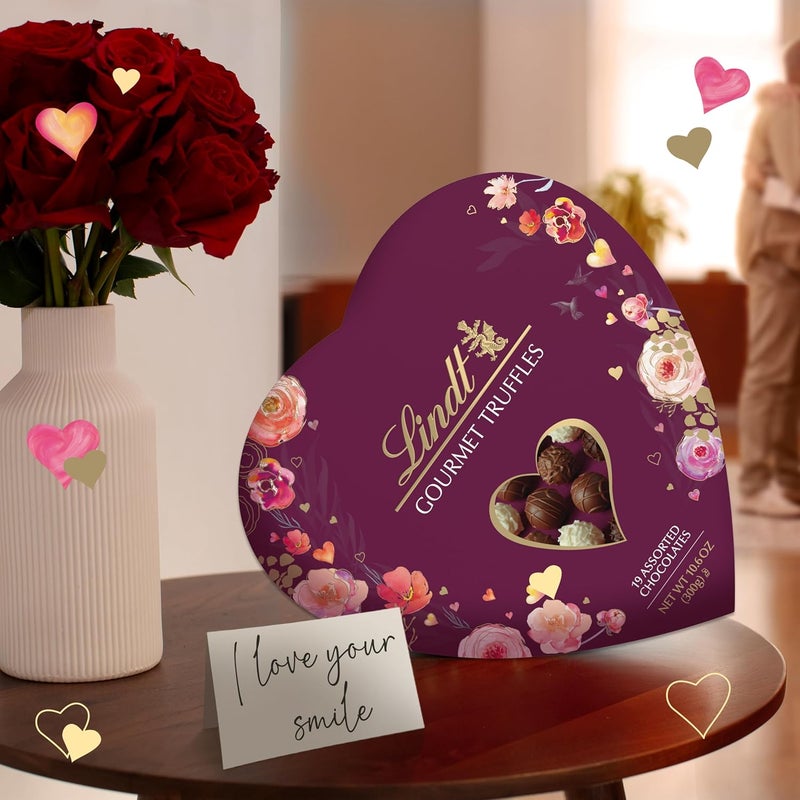 Lindt Valentine's Gourmet Truffles Assorted Chocolate Candy Heart, 10.6 oz - Image 3